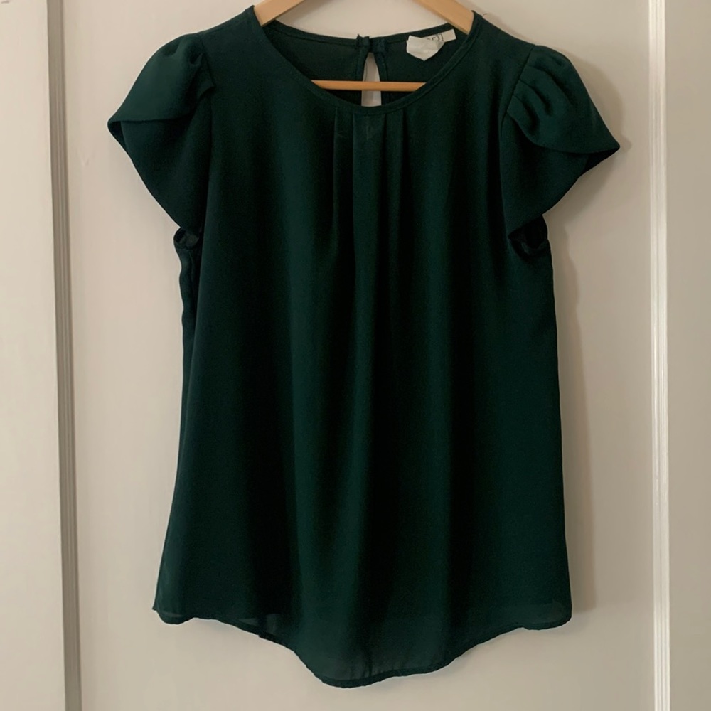 Dark green cap sleeve blouse